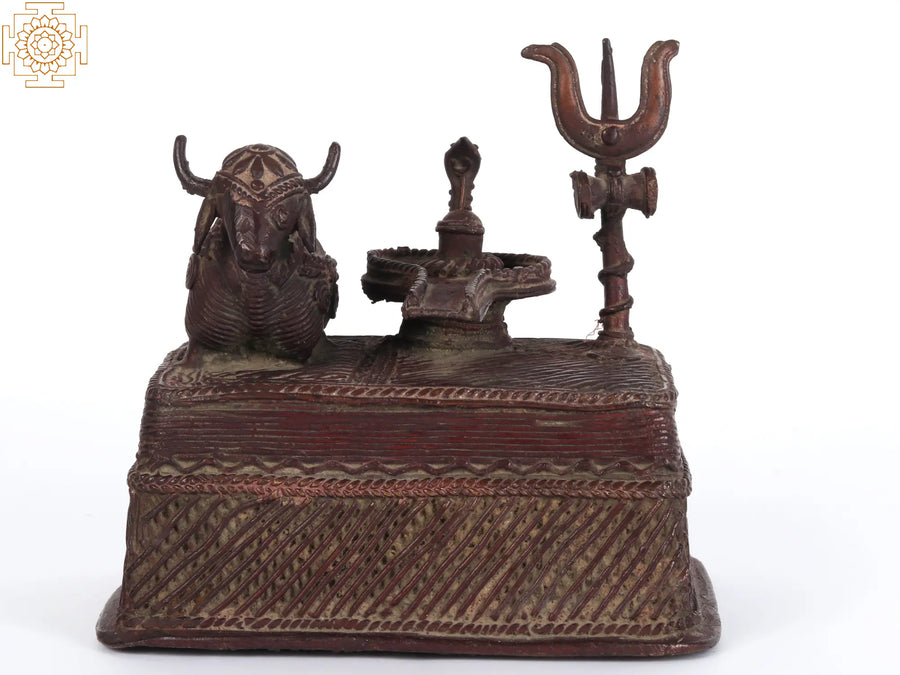 5" Tribal Shivalinga with Nandi Brass Statue for Pooja