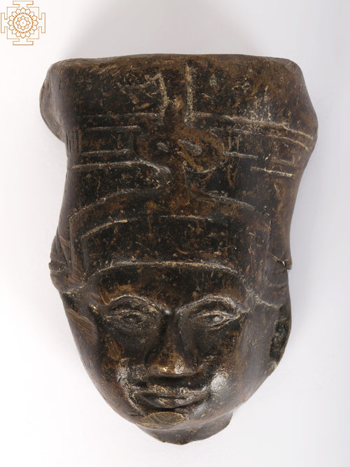 3" Small Brass Pharaoh Head Statue Decorative Sculpture
