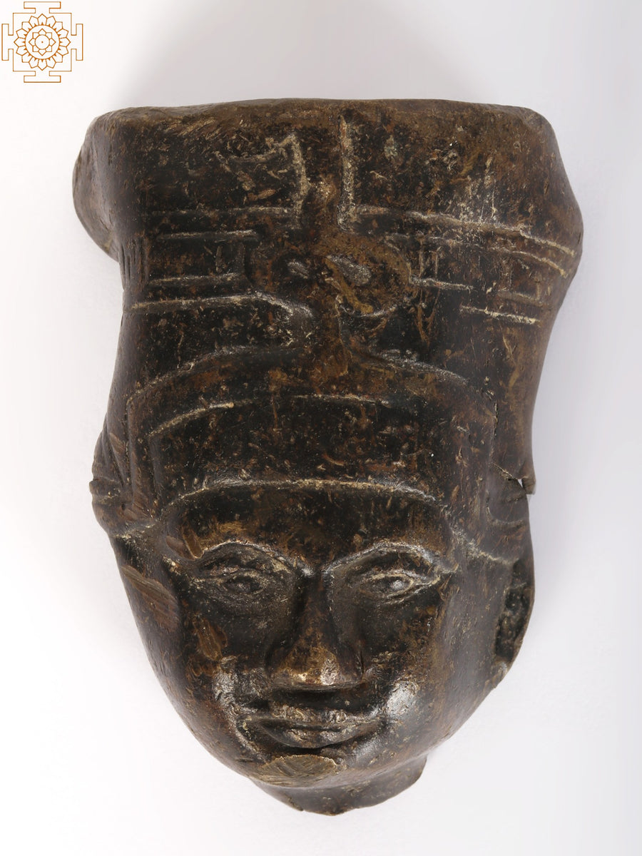 3" Small Brass Pharaoh Head Statue Decorative Sculpture