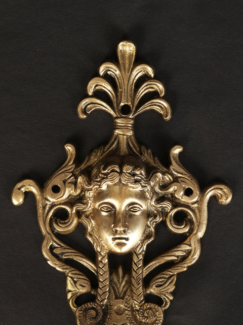 9" Brass Princess Girl Face Hook | Wall Hanging
