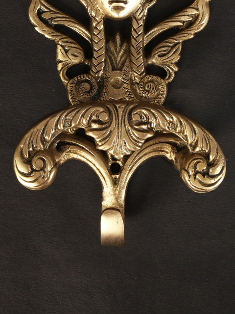 9" Brass Princess Girl Face Hook | Wall Hanging
