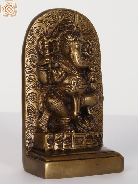5" Small Dancing Ganesha Tablet | Brass Statue