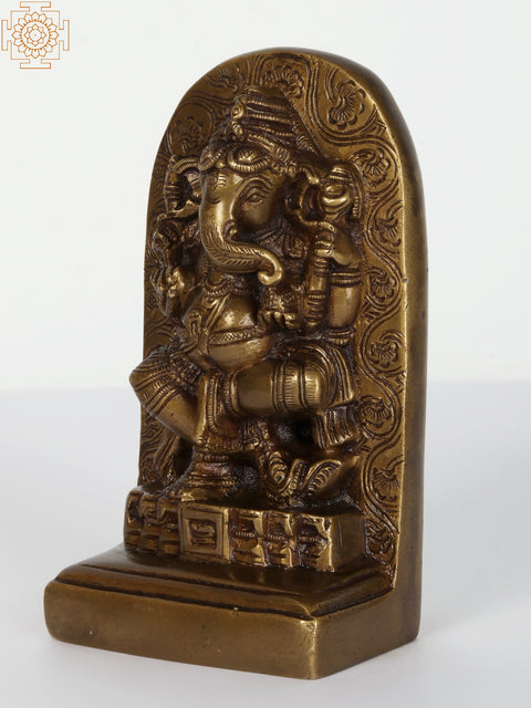 5" Small Dancing Ganesha Tablet | Brass Statue