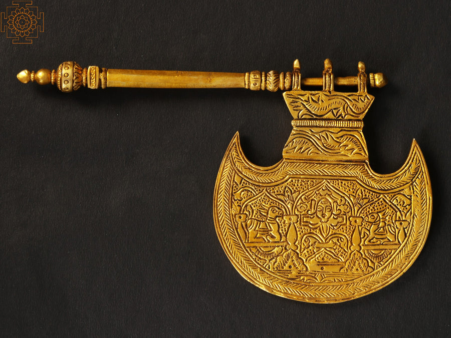 7" Brass Pankha Hand Fan Statue for Home Decor