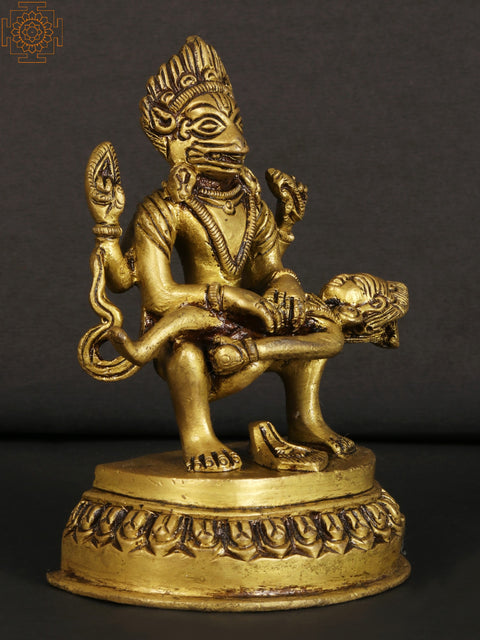 4" Small Lord Narasimha Idol Killing the Demon Hiranyakashipu