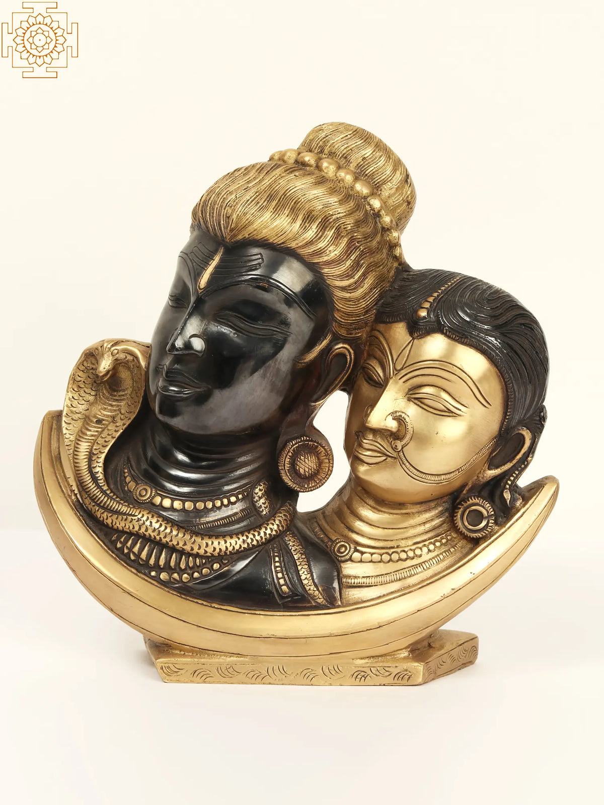 9" Lord Shiva and Goddess Parvati Brass Statue