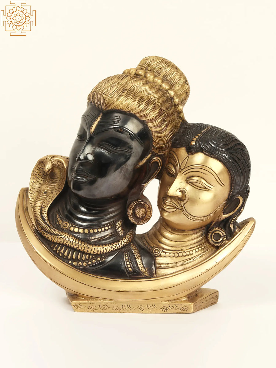 9" Lord Shiva and Goddess Parvati Brass Statue for Pooja