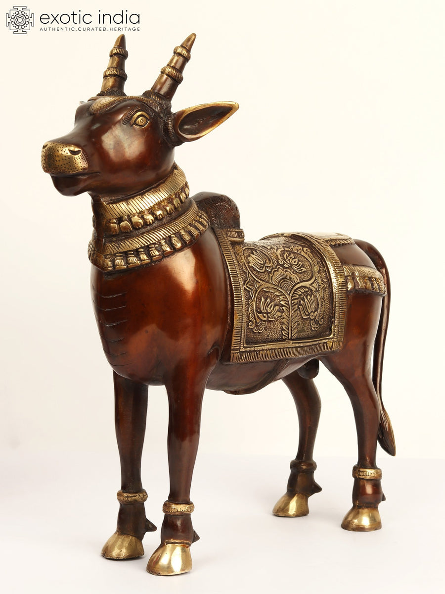 16" Handmade Nandi Brass Statue for Home Decor