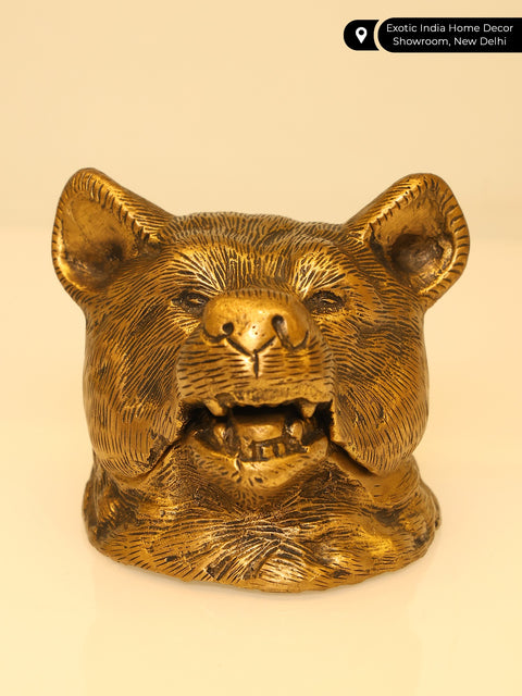 4" Bear Design Ink Pot in Brass