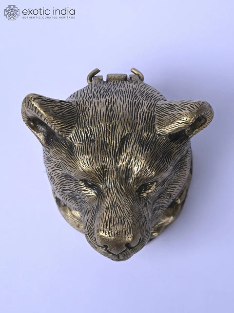 4" Bear Design Ink Pot in Brass