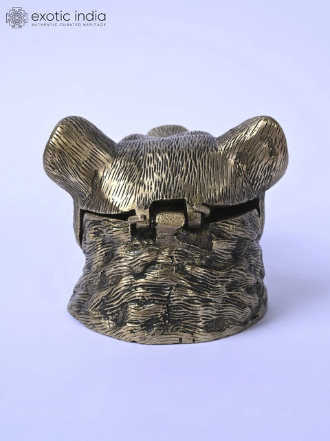 4" Bear Design Ink Pot in Brass