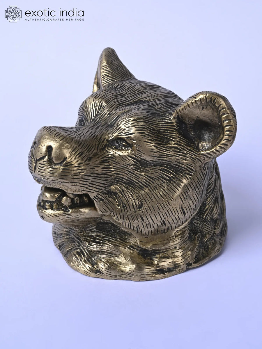 4" Brass Bear Design Ink Pot for Home Decor