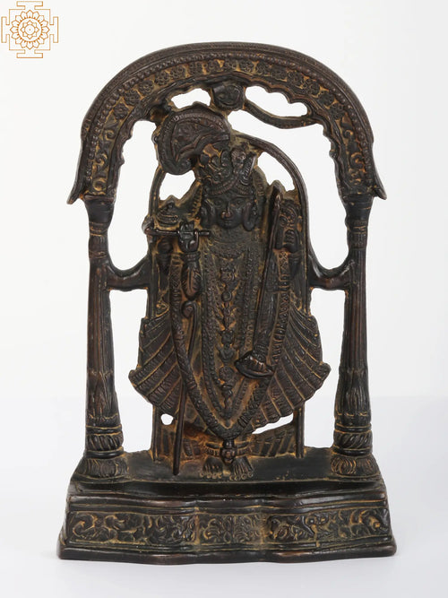 6" Shrinath Ji Handmade Brass Statue for Pooja
