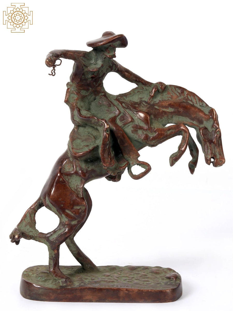 8" Brass Bronco Buster Statue for Home Decor