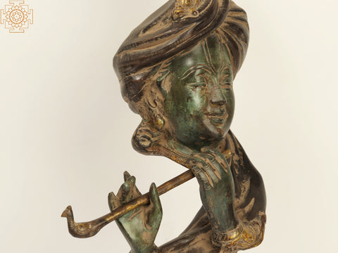 21" Modern Krishna Brass Idol Playing Flute