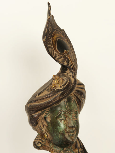 21" Modern Krishna Brass Idol Playing Flute