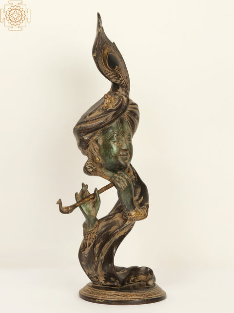 21" Modern Krishna Brass Idol Playing Flute