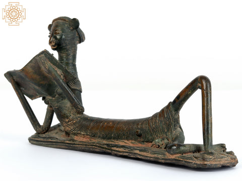 6" Reading a Book | Tribal Brass Statue