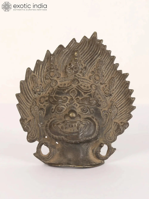 5" Mahakala Face Brass Statue for Pooja