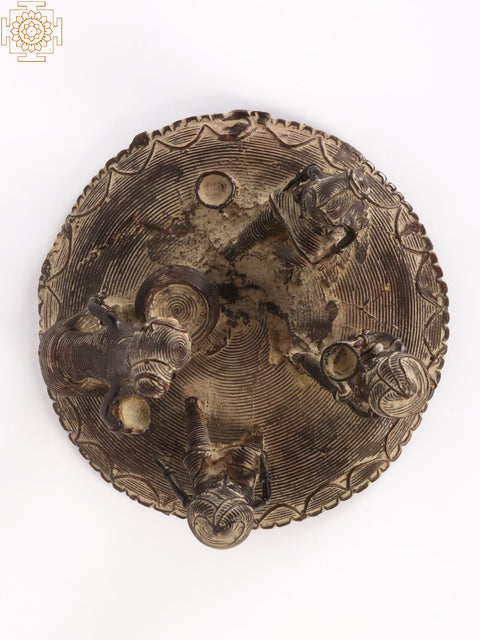 6" Community Meal | Tribal Brass Statue