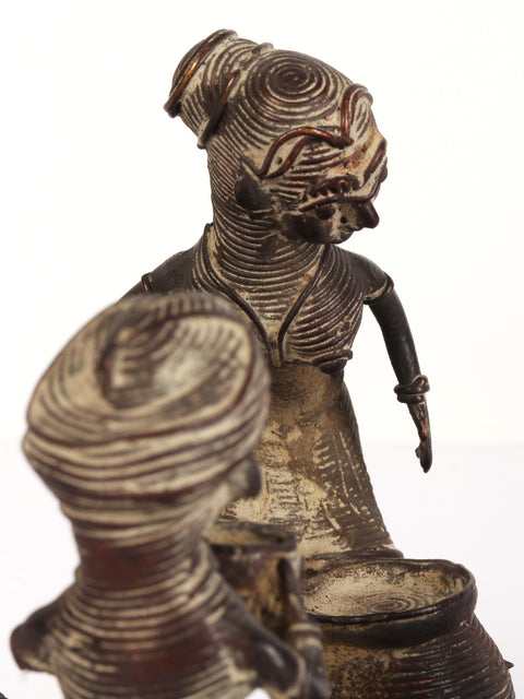 6" Community Meal | Tribal Brass Statue