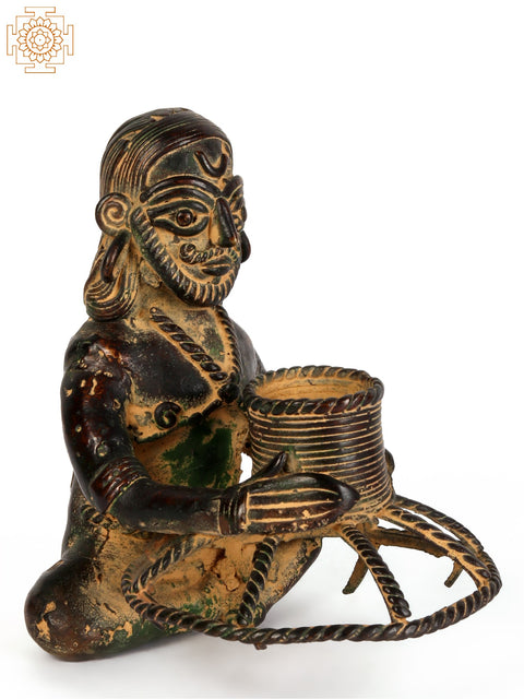 4" The Potter (Can be Use as Candle Stand) | Tribal Brass Statue