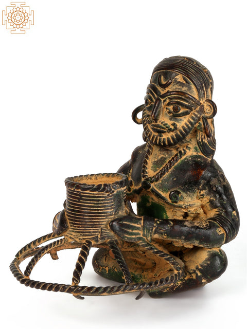 4" The Potter (Can be Use as Candle Stand) | Tribal Brass Statue
