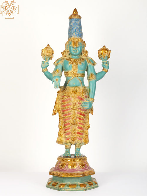 33" Standing Tirupati Balaji Venkateshvara Handmade Brass Statue