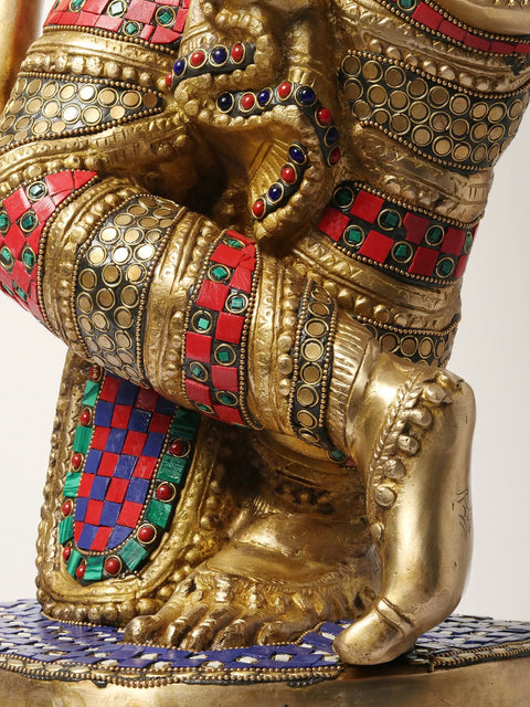 36" Large Lord Krishna Statue Playing Flute | Brass with Inlay Work