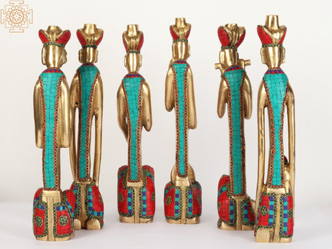 18" Rajasthani Musicians Set in Brass | Home Decor