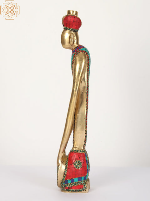 18" Rajasthani Musicians Set in Brass | Home Decor