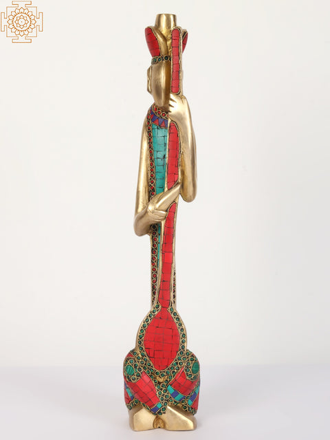 18" Rajasthani Musicians Set in Brass | Home Decor