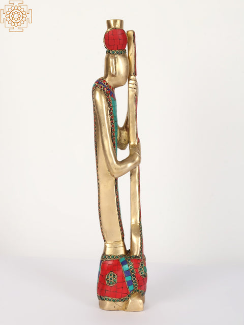 18" Rajasthani Musicians Set in Brass | Home Decor