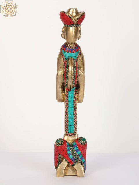 18" Rajasthani Musicians Set in Brass | Home Decor