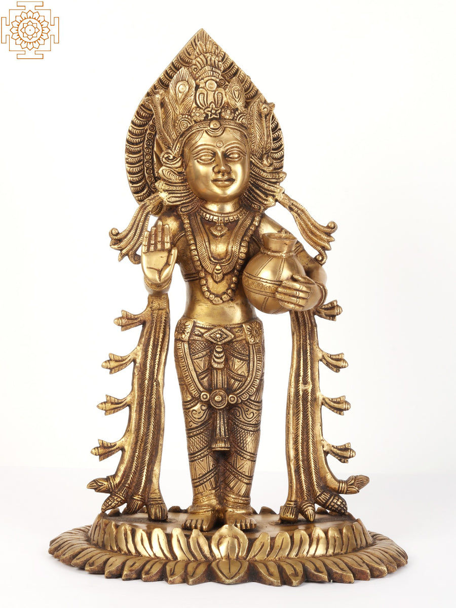 18" Standing Goddess Lakshmi Handmade Brass Statue