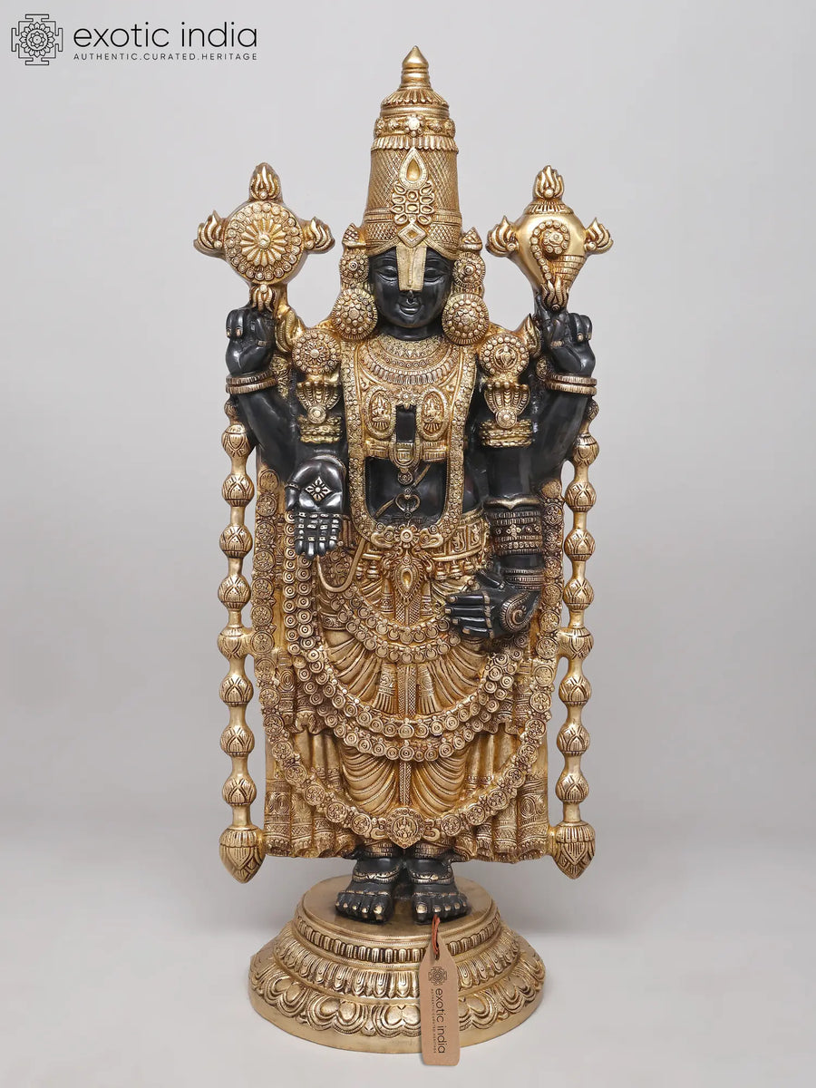 Large Standing Tirupati Balaji Brass Statue for Pooja