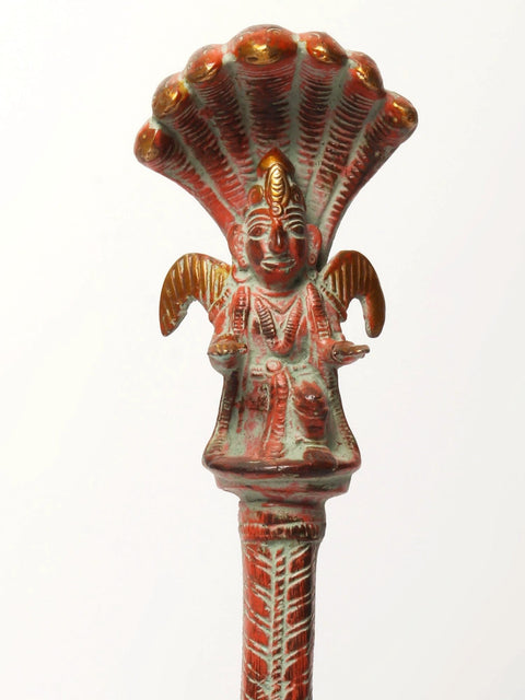 13" Brass Garuda Ritual Bell with Protecting Sheshnag