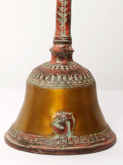13" Brass Garuda Ritual Bell with Protecting Sheshnag