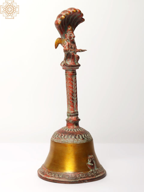 13" Brass Garuda Ritual Bell with Protecting Sheshnag