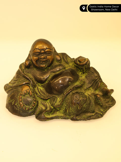 5" Small Laughing Buddha (Budai) Brass Statue
