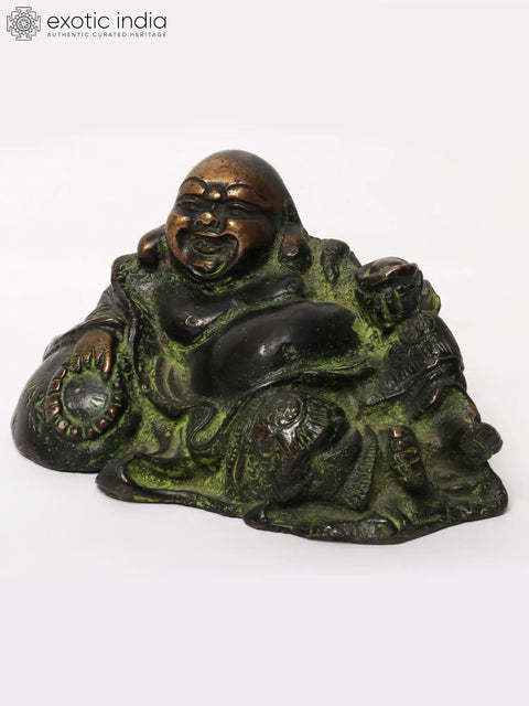 5" Small Laughing Buddha (Budai) Brass Statue