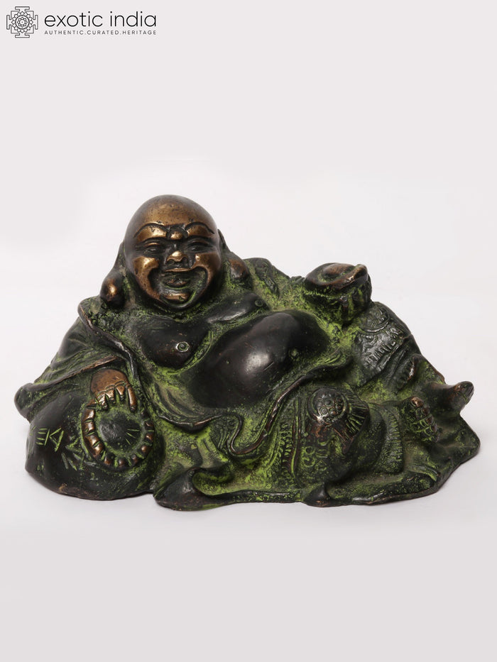 5" Laughing Buddha Budai Brass Statue for Home Decor