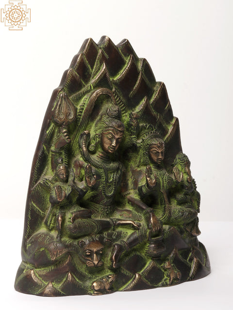 7" Shiva Family on Kailash Parvat | Brass Statue