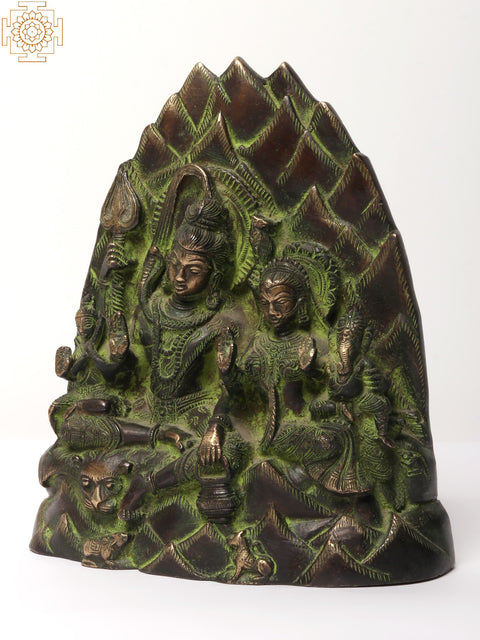 7" Shiva Family on Kailash Parvat | Brass Statue