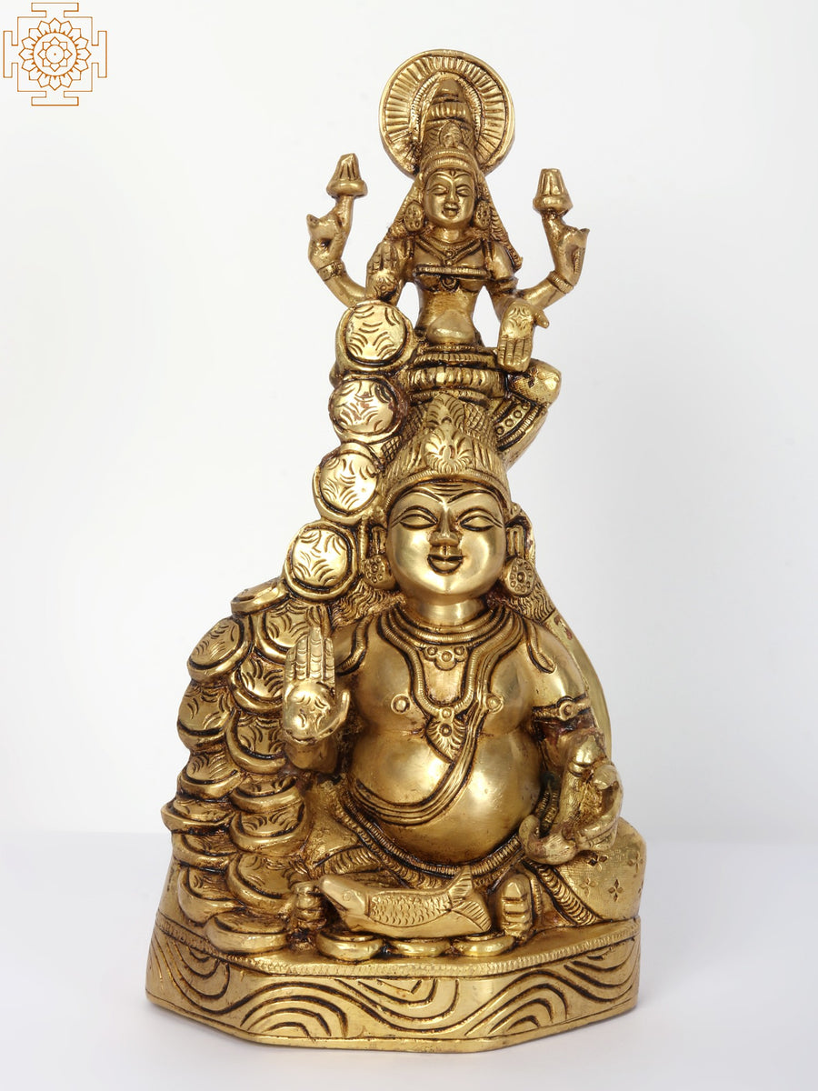 10" Kuber Lakshmi Handmade Brass Statue for Pooja