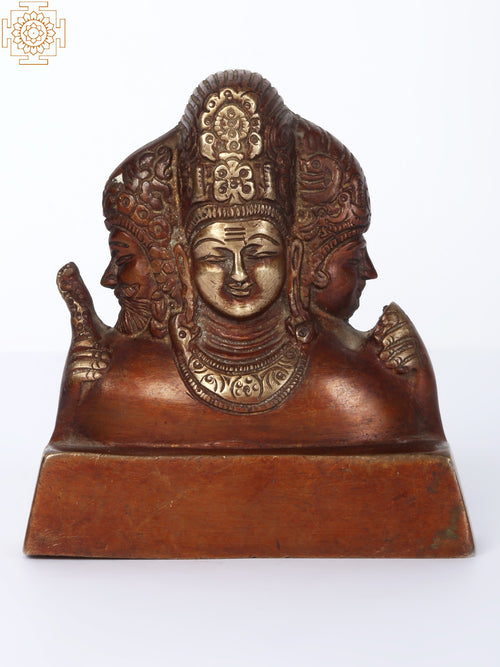 4" Small Trimurti Brass Statue for Pooja