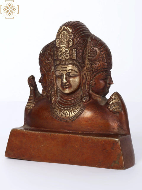 4" Small Trimurti Brass Statue (Brahma, Vishnu and Mahesha)
