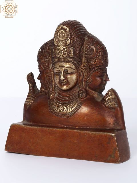 4" Small Trimurti Brass Statue (Brahma, Vishnu and Mahesha)
