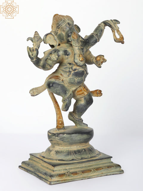 12" Dancing Ganesha Brass Statue