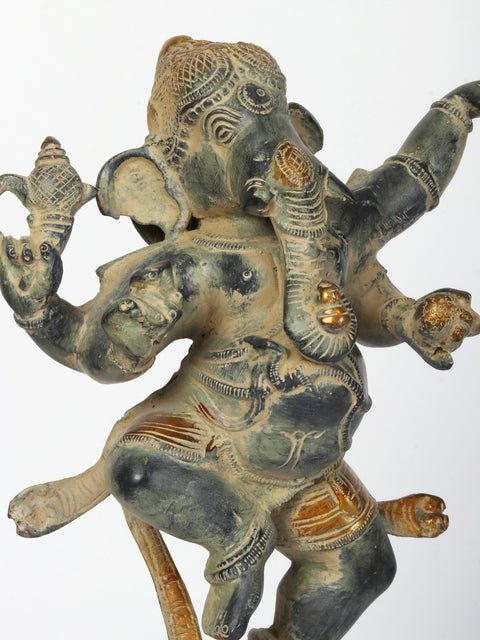 12" Dancing Ganesha Brass Statue